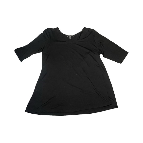 Eileen Fisher Women's Black Tunic Boatneck Top Short Sleeve Size Medium EUC - Picture 1 of 3